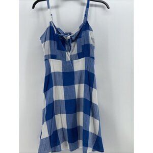 Old Navy Women's Gingham Summer Dress Blue & White Plaid Adjustable Strap Size M